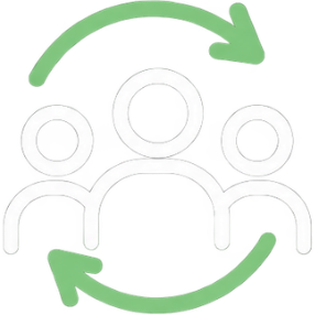 Team with rotation arrows