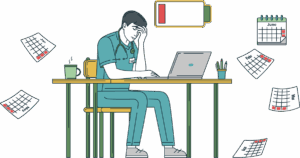 stressed doctor illustration