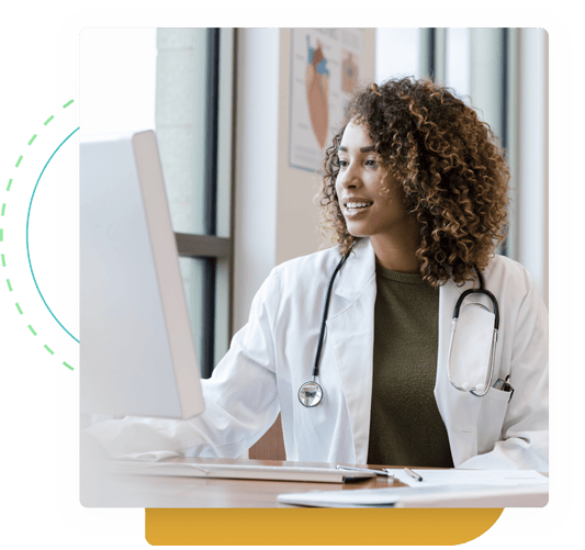 Physician on computer